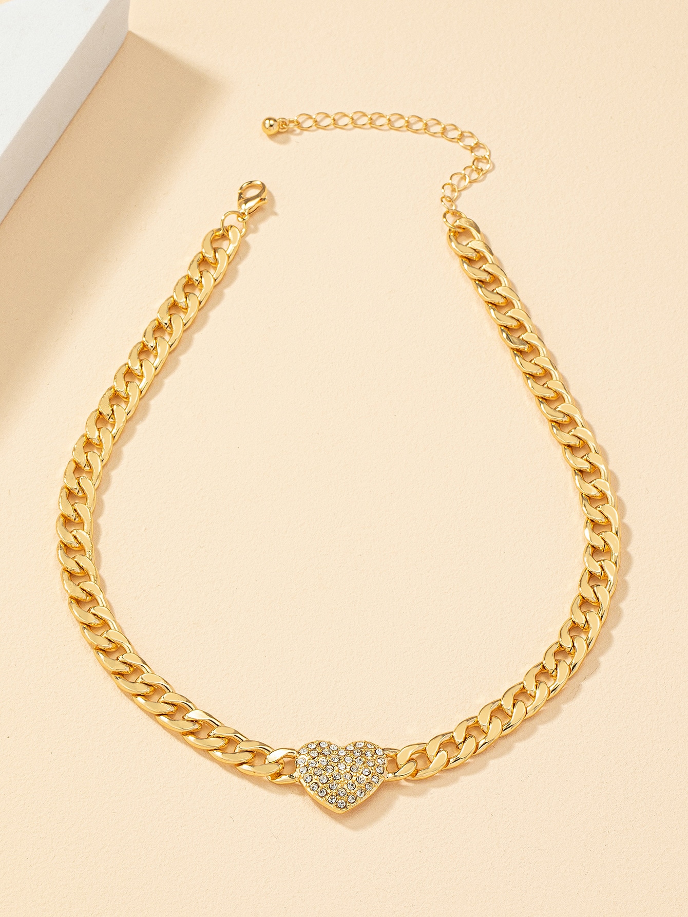 Rhinestone Heart Decor Necklace